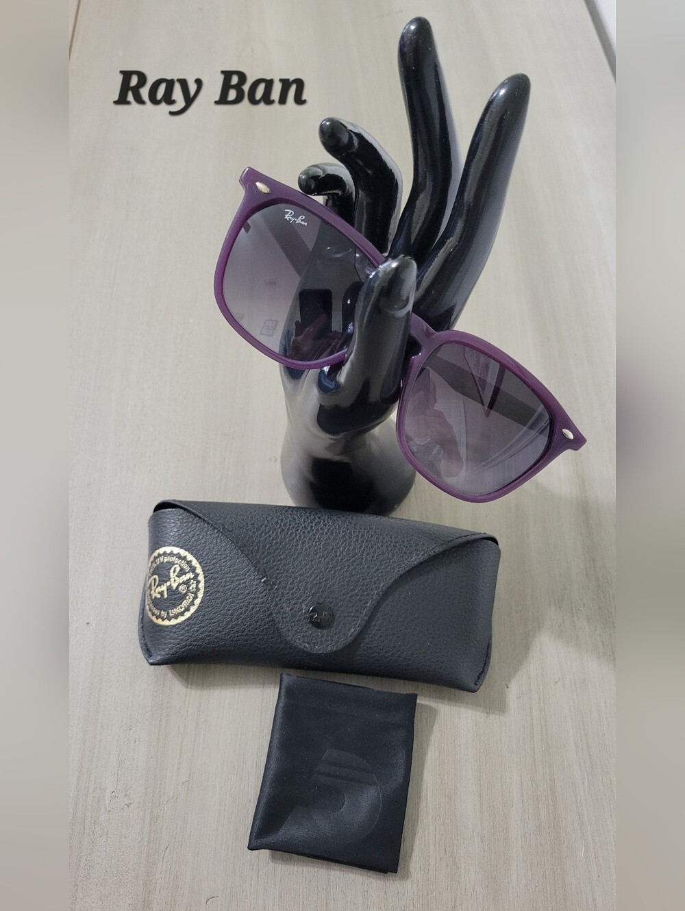 Ray-Ban Women’s Purple Frame Sunglasses with Gradient Lenses, Case and Cloth
